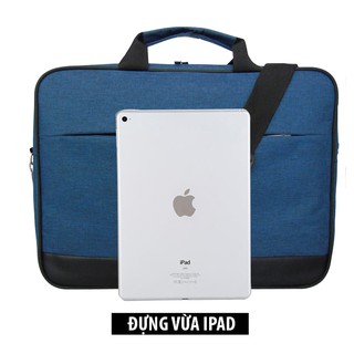 Cặp xách, Túi xách, Laptop 13-14 inch chống sốc kèm quai đeo (Màu Xanh)