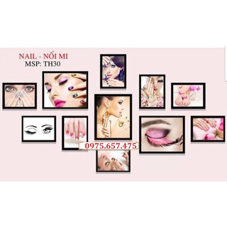 Tranh Nail nối mi Bộ 11 hình ảnh sắc nét chất liệu FOMEX tấm cứng siêu nhẹ độ dày 5 li SIZE L