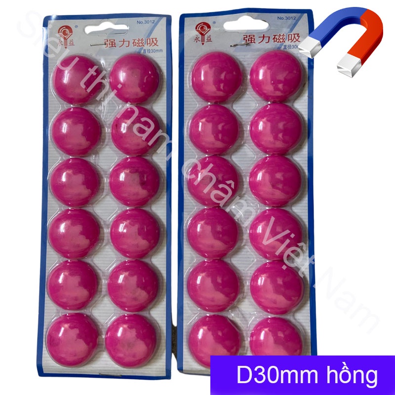 Nam châm đính bảng từ vỉ 30mm , màu hồng