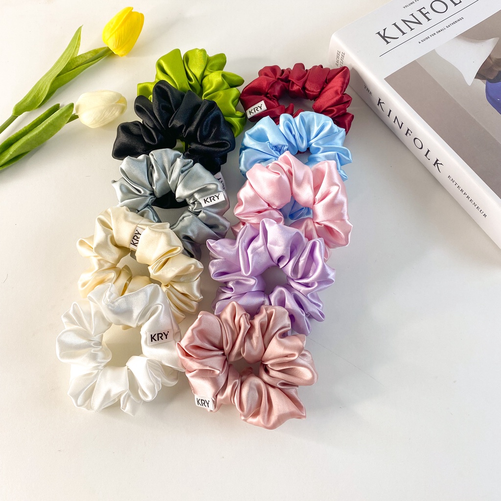 Dây buộc tóc srunchies lụa satin phi bóng giá sỉ made by Kry DT03