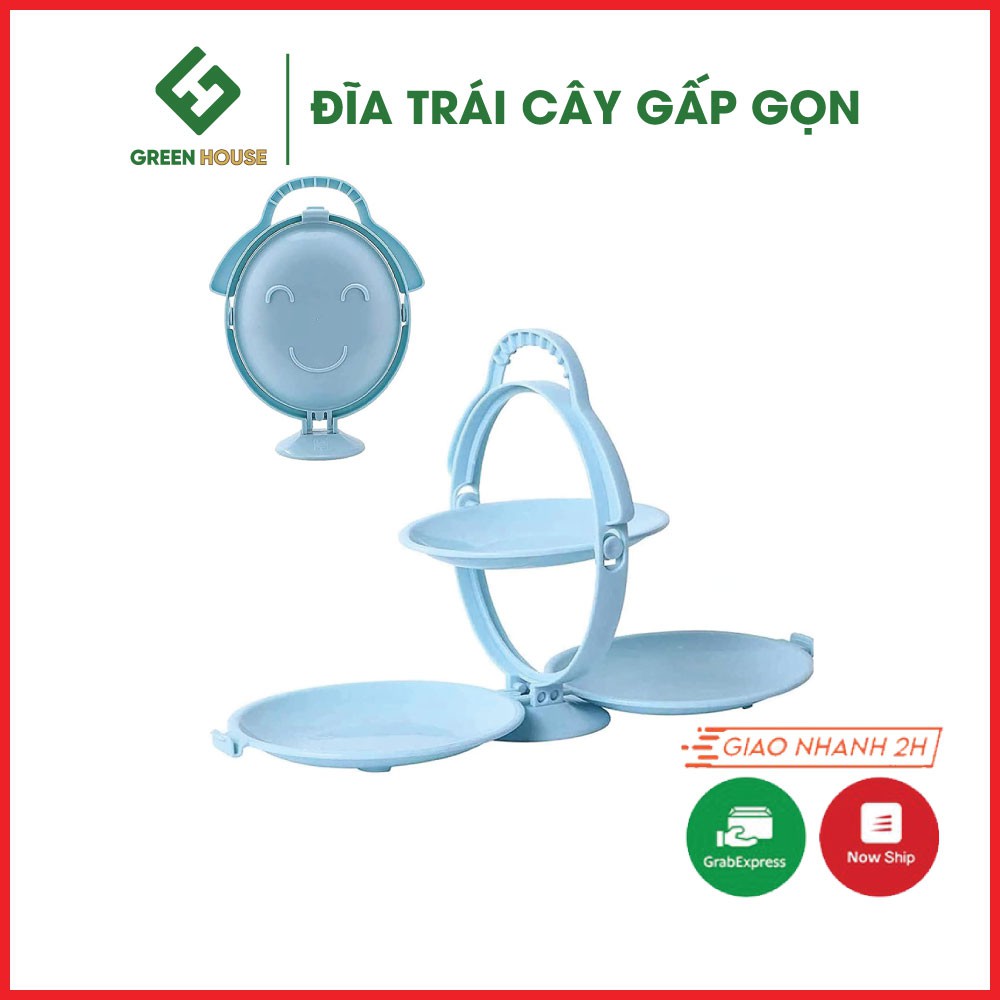 Đĩa nhựa đựng hoa quả 3 tầng sáng tạo, gấp gọn tiện lợi, đẹp, gọn gàng