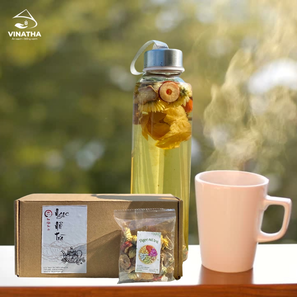 Ngọc Nữ Trà - Trà Hoa Thảo Mộc Làm Ấm Người, Giảm Đau Bụng Kinh, Cải Thiện Giấc Ngủ Bếp Bình Yên - 150gram