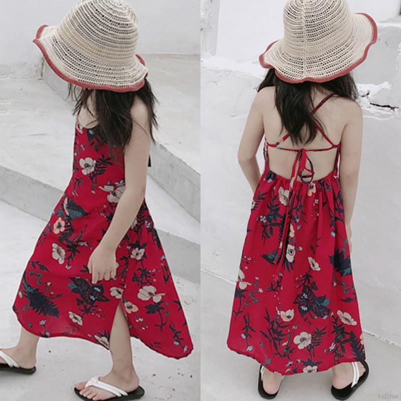 Đầm hoa hở lưng phong cách hàn quốc cho bé gái