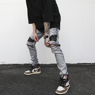 Biker jeans - quần jeans phối khoá đầu gối
