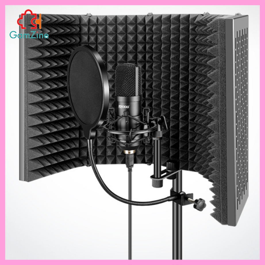 GamZine Studio Microphone Isolation Isolator Shield Panel Absorbent Foam Metal Back