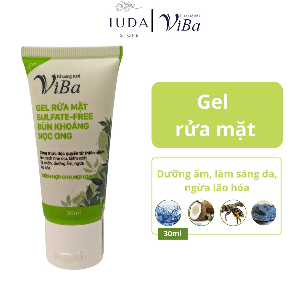Sữa/gel rửa mặt VIBA 30ml SRM làm sạch nhẹ dịu, dưỡng ẩm - IUDA Store