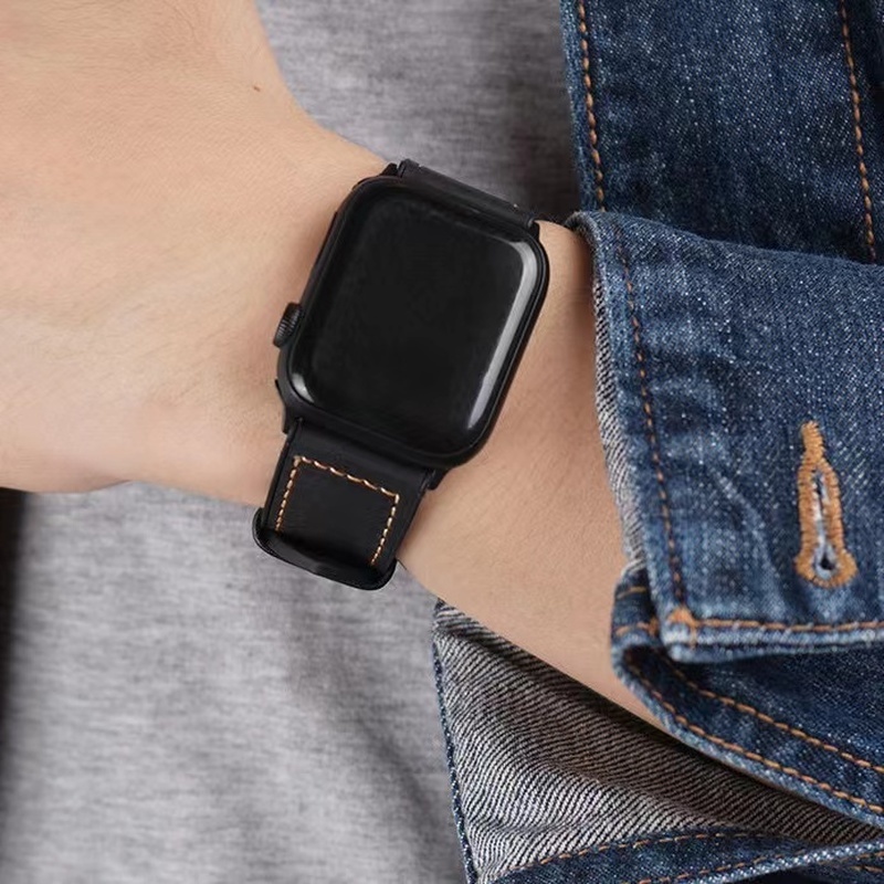 Dây Đeo Bằng Da Phong Cách Doanh Nhân Cho Đồng Hồ Apple Watch SE 7654 44MM 40MM 42MM 38MM iWatch 3 45mm