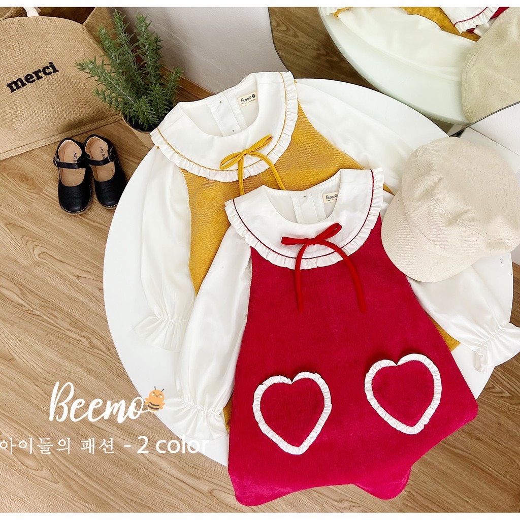 Váy Nhung Bé Gái Mặc Chơi Tết Size 8kg-18kg