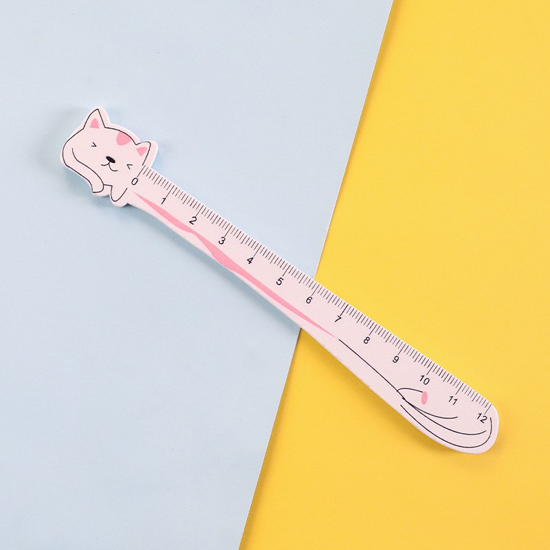 Thước kẻ gỗ học sinh hình mèo cute dễ thương dài 12cm LIZAMO TK19