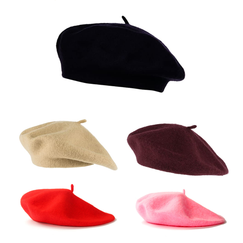 Mũ beret nữ, len pha len Pháp Mũ beret mùa thu đông nữ | Mũ dành cho bé gái, Cổ điển Cổ điển Nghệ sĩ Pháp Mũ len màu Rắn Mũ beret Unisex Mũ beanie, 1 chiếc