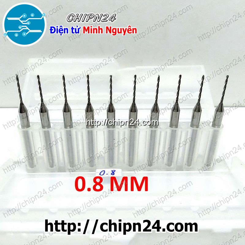 [1 CÂY] Mũi khoan mạch in CNC HỢP KIM 0.8mm (Mạch điện tử, PCB)