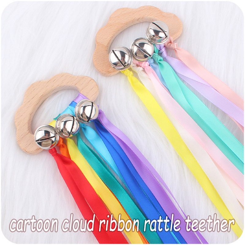 ✿ Vòng Lục Lạc Hình Đám Mây Cầu Vồng Có Chuông Cho Bé Mọc Răng