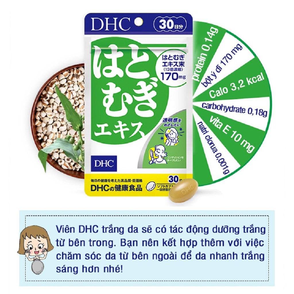 Viên uống trắng da DHC Nhật Bản Adlay Extra sáng hồng tự nhiên dưỡng ẩm chống lão hóa bổ sung vitamin E