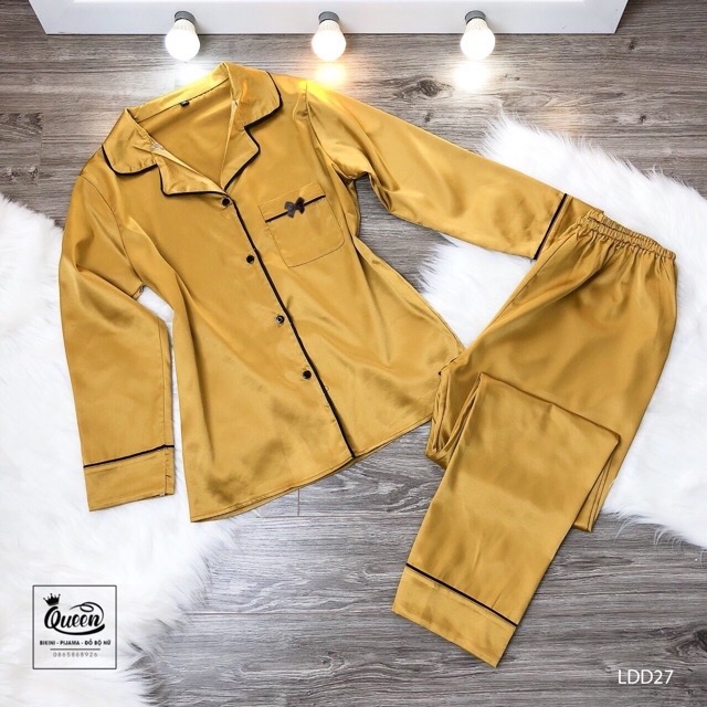 Bộ pizama lụa dài tay