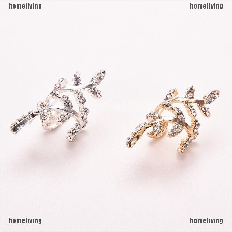 [homeliving] Bông Tai Kẹp Vành Tai Hình Chiếc Lá Pha Lê Phong Cách Punk Cổ Điển Dành Cho