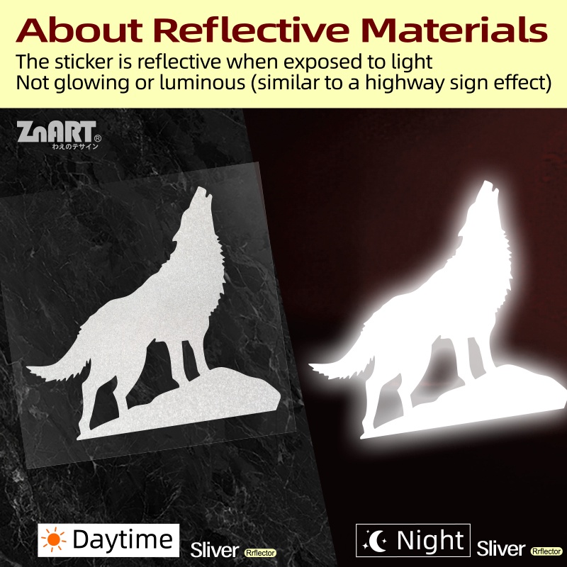 Miếng Dán Trang Trí Xe Hơi Hình Chó Sói Phản Quang Độc Đáo