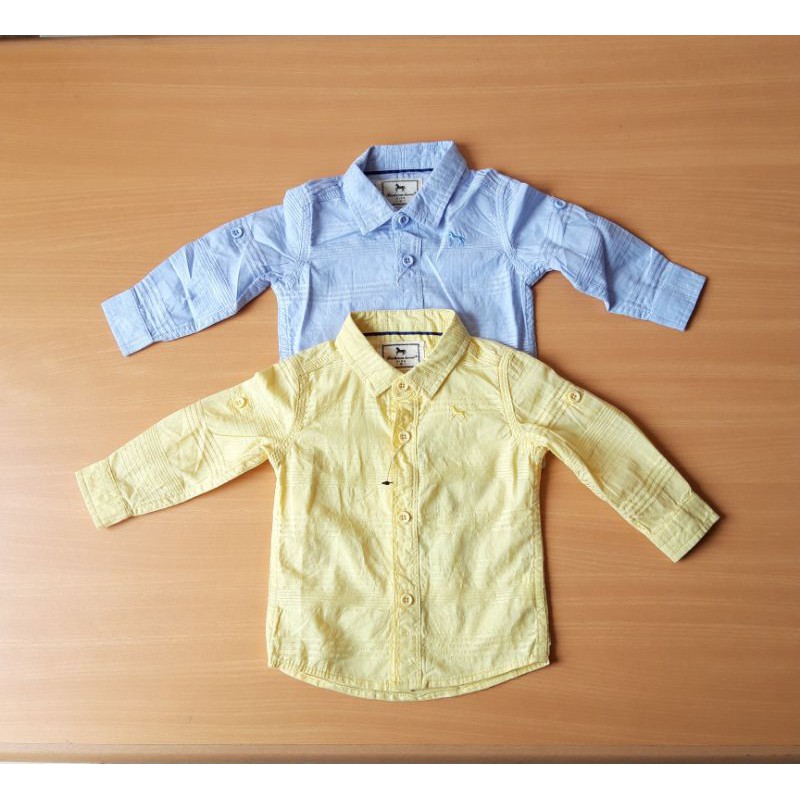 Áo Sơ Mi Màu Vàng / Xanh Dương Nhập Khẩu Cho Bé Trai 3 Tháng - 7 Tuổi