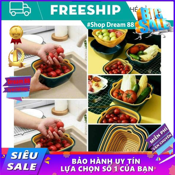 [Siêu Sale] COMBO 6 rổ và chậu rửa rau củ đựng hoa quả trái cây 2 lớp, THOÁT NƯỚC - SẠCH SẼ - TIỆN DỤNG CHO GIA ĐÌNH