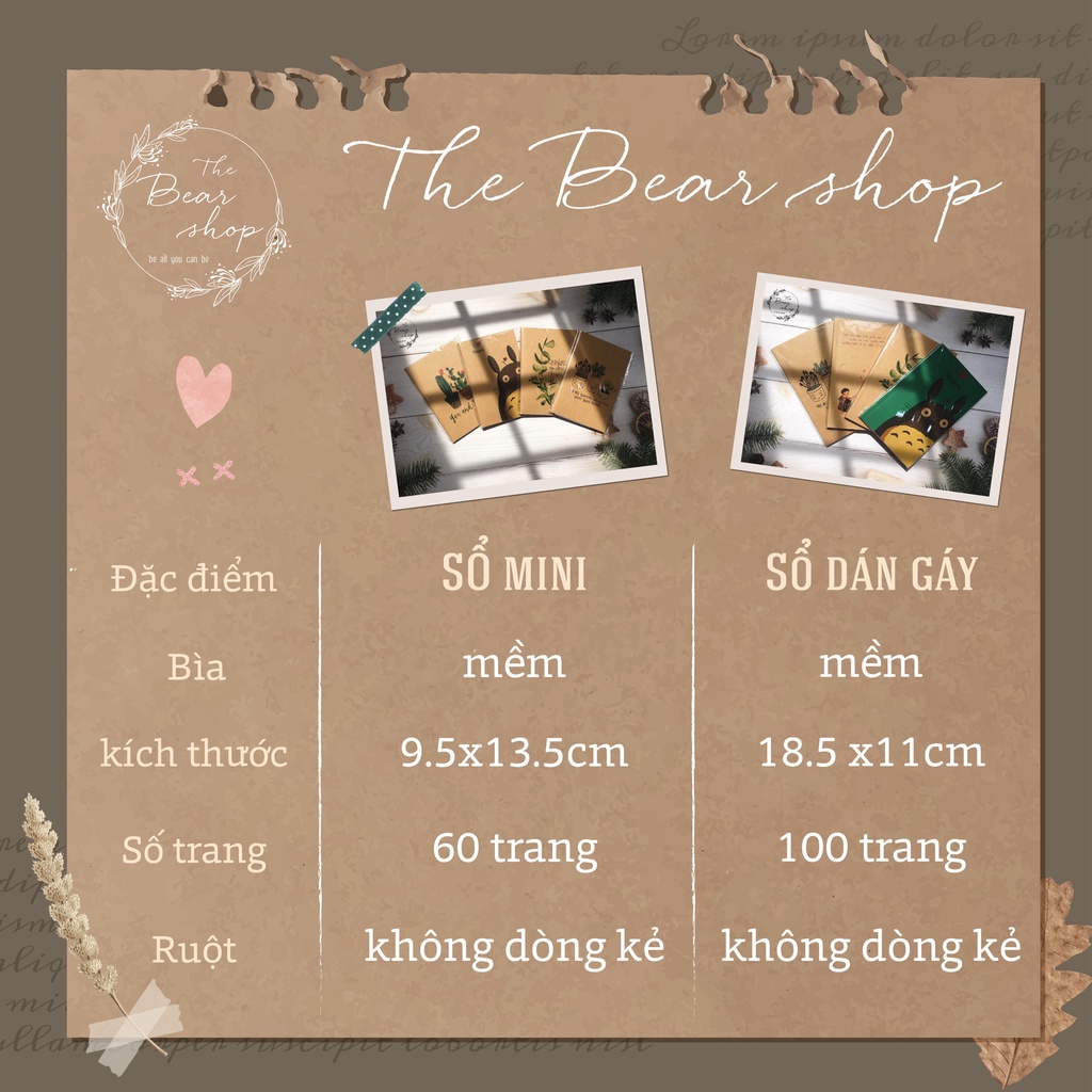 Sổ tay ghi chép vintage handmade giấy Kraft 100 trang, bìa mềm in hình siêu cute