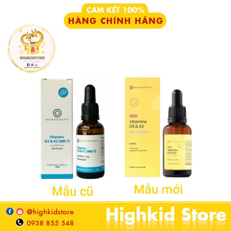Vitamin K2 D3 MK7 cho bé Nutrivitality Anh K2D3