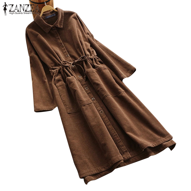 ZANZEA Đầm nhung kẻ phong cách cổ điển kích thước lớn thời trang cho nữ | BigBuy360 - bigbuy360.vn