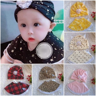 Sét mũ turban kèm yếm cho bé gái