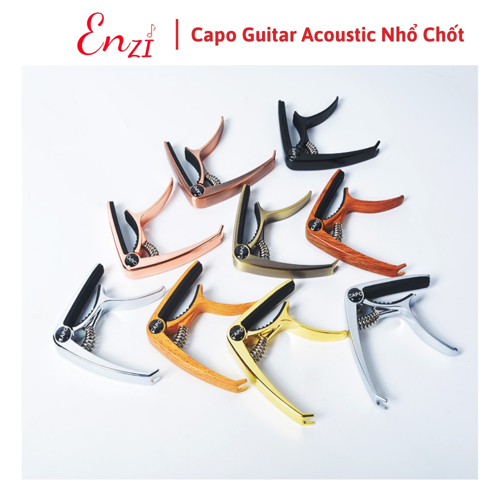 Capo guitar acoustic cao cấp 2 chức năng kèm cậy nhổ chốt đàn chất lượng dành cho đàn ghi ta sử dụng dây sắt ENZI