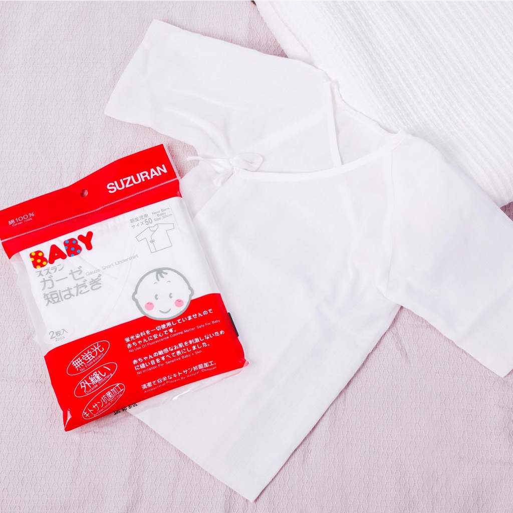 Áo sơ sinh Chitosan kháng khuẩn Suzuran Japan - Ngắn