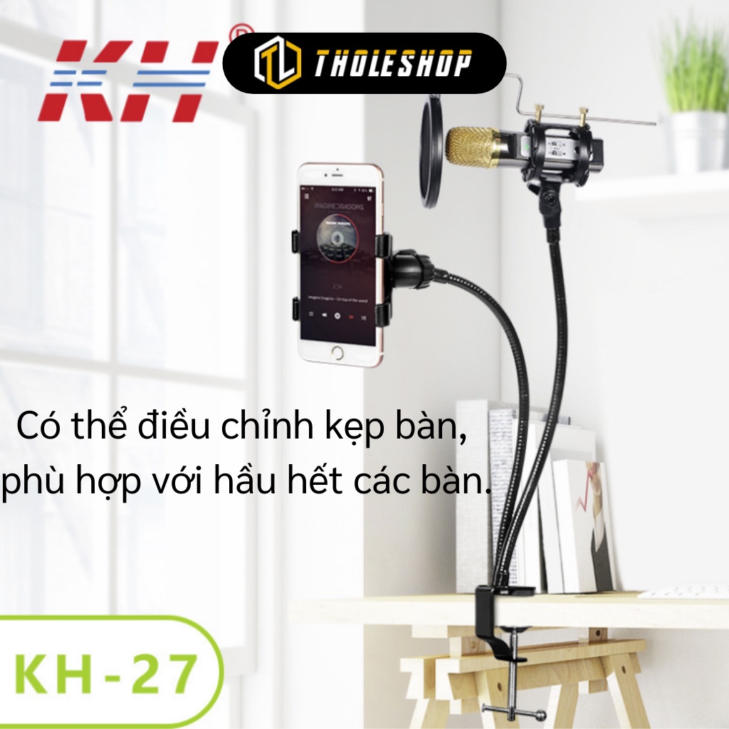 Giá Đỡ Livestream - Giá Đỡ Kẹp Điện Thoại Và Micro Kẹp Bàn, Màng Lọc Âm Thanh 5245