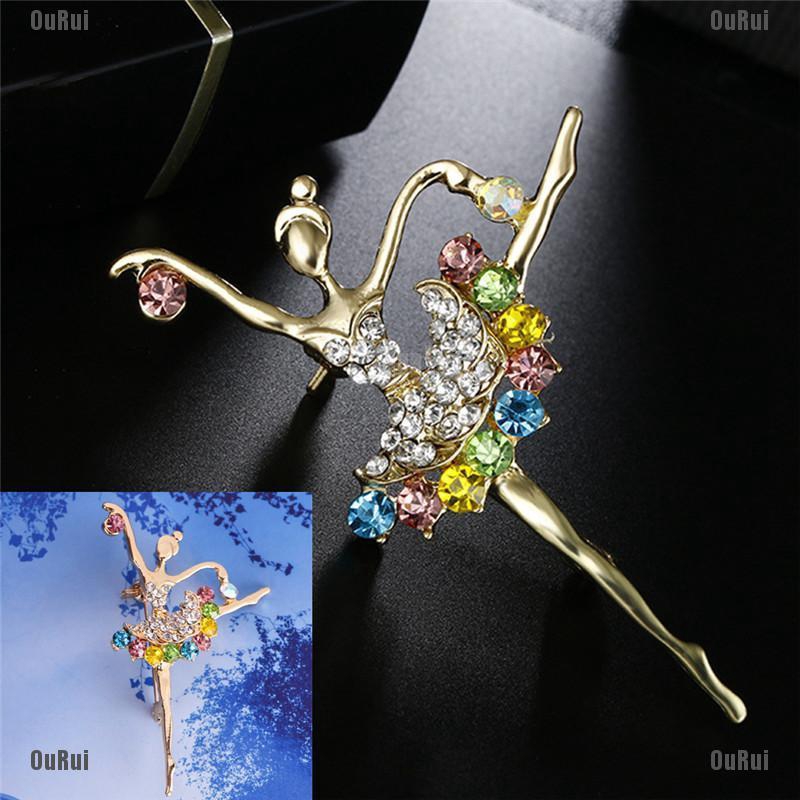 (FCC) Ghim Cài Áo Hình Cô Gái Nhảy Múa Đính Đá Dễ Thương (Chúng Tôi