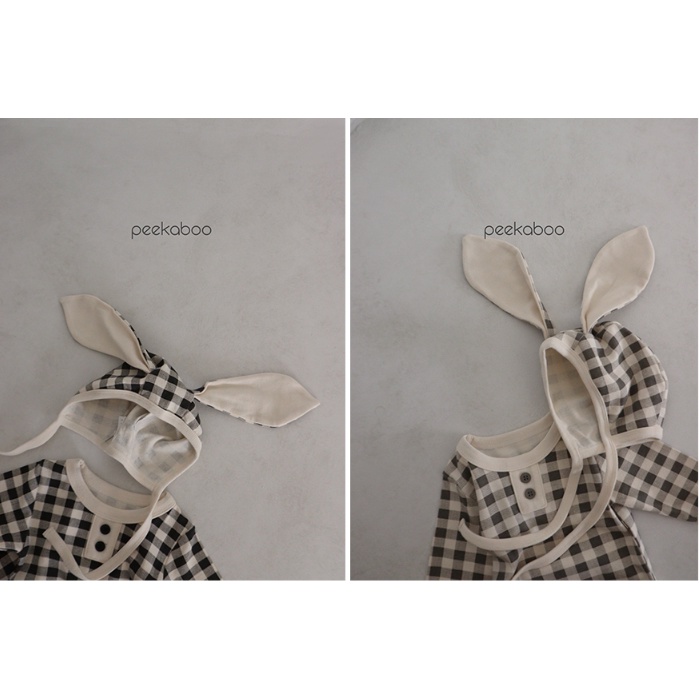 (Chính hãng) Mũ thỏ và mũ quả bông bộ kẻ Cony 2022 co giãn PEEKABOO made in Korea thời trang trẻ em cho bé