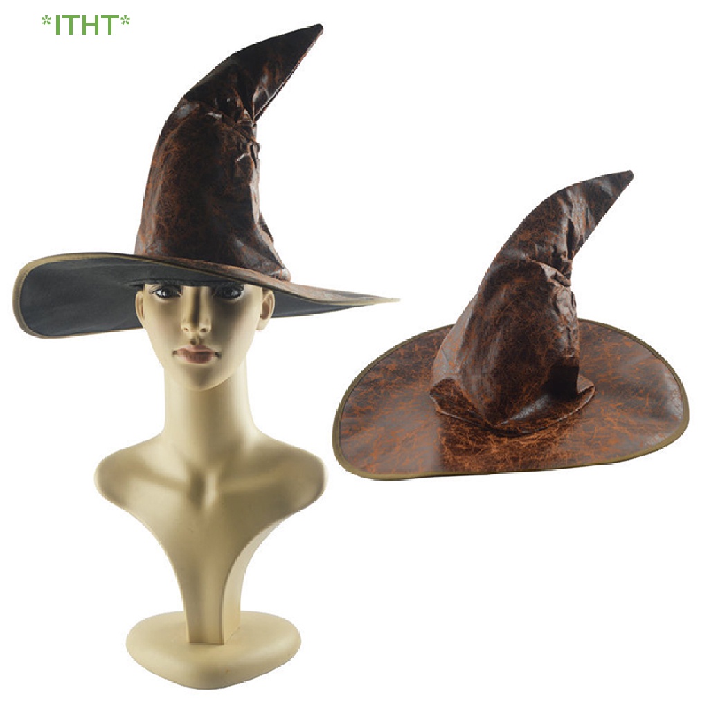 Mũ Phù Thủy Bằng Da Hóa Trang Halloween Mới