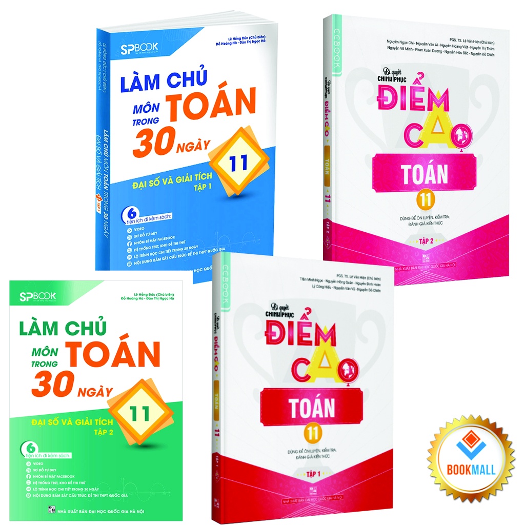 Sách - Combo Làm chủ - Chinh phục Điểm cao Toán 11 - Tập 1,2 Đại số và giải tích (4 Cuốn)
