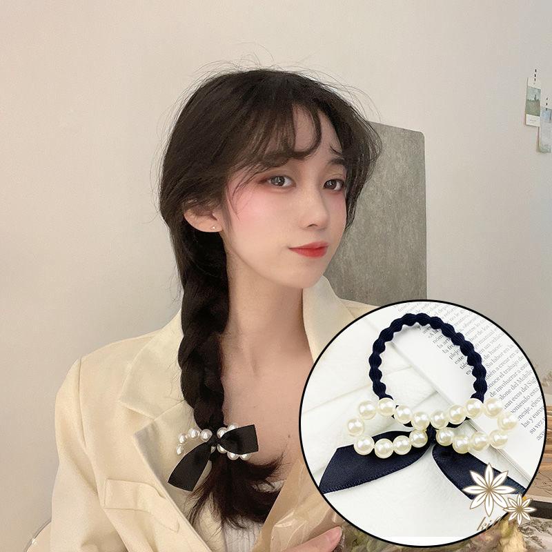 【Kifli.vn】Dây Buộc Tóc Cao Su Co Giãn Thắt Nơ Đính Ngọc Trai Ngọt Ngào Cho Nữ
