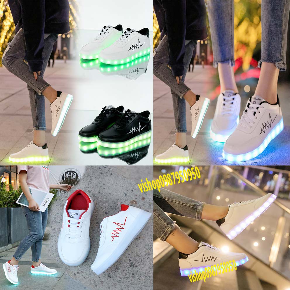 (MS58) GIÀY PHÁT SÁNG 8 CHẾ ĐỘ MẪU NHỊP TIM NHIỀU MÀU