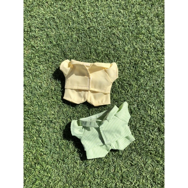 Bộ đồ ngủ sọc vàng gà con cho doll 15cm 20cm