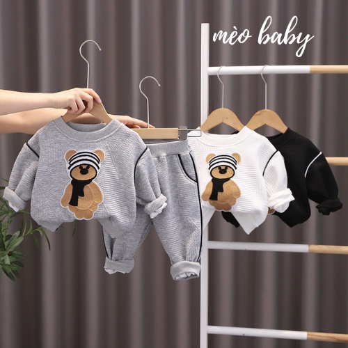 Bộ quần áo thu đông cho bé trai,Bộ nỉ cho bé trai,co giãn tốt,không bai nhão cho bé từ 1 đến 5 tuổi ( 10-25kg)