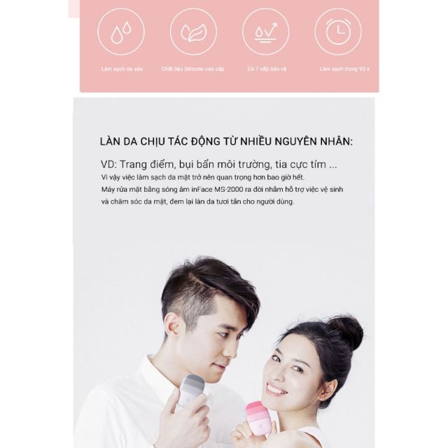 Máy rửa mặt Xiaomi inFace MS2000 làm sạch mặt bằng sóng siêu | BigBuy360 - bigbuy360.vn