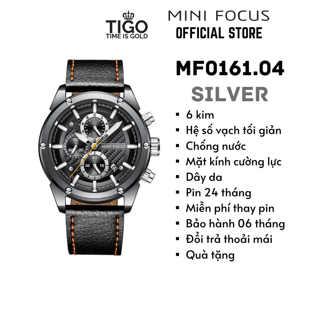 Đồng hồ nam MINI FOCUS MF0161G.04 dây da thật màu viền thép không gỉ màu bạc 3 kim hàng chính hãng cao cấp Nhật Bản dde | BigBuy360 - bigbuy360.vn
