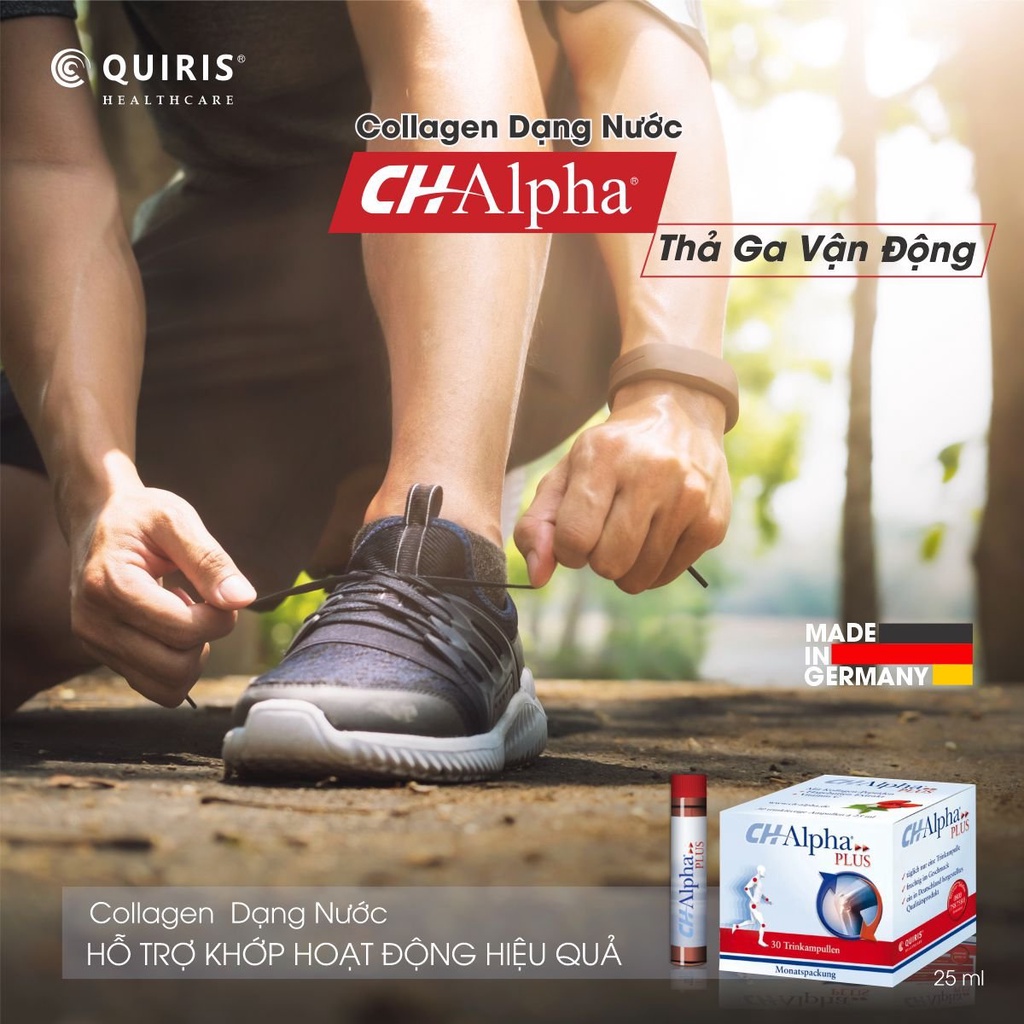 Collagen Dạng Nước Hỗ Trợ Xương Khớp Hiệu Quả QUIRIS CH-ALPHA® PLUS – Hộp 30 ống x 25ml, Nhập Đức Chính Hãng