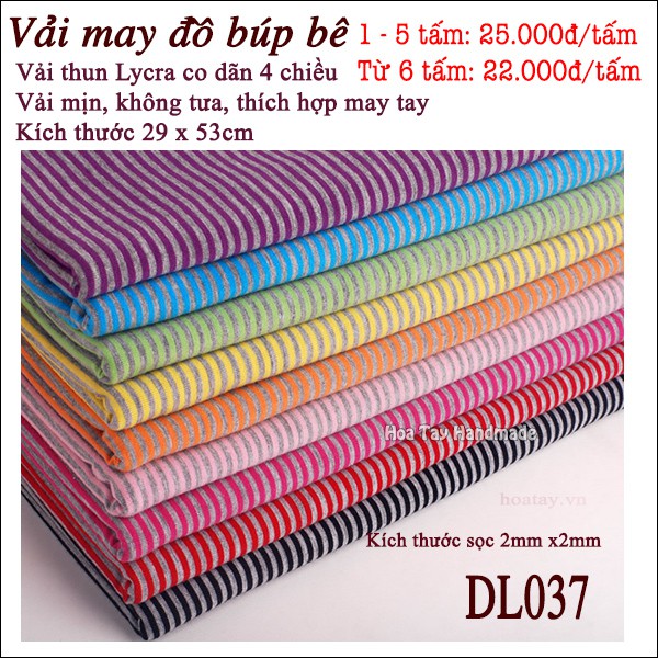 Vải Lycra co dãn 4 chiều may đồ búp bê - Vải nhiều màu sọc xám DL037