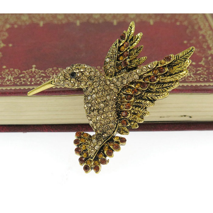 Trâm Cài Áo Hình Chim Ruồi Dễ Thương Đính Đá Thời Trang