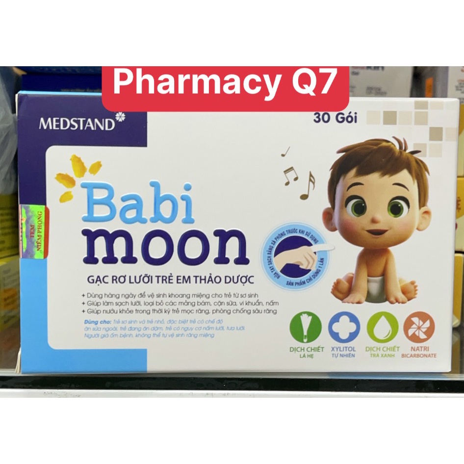 Babi Moon - Gạc rơ lưỡi trẻ em thảo dược (Hộp 30 gói)