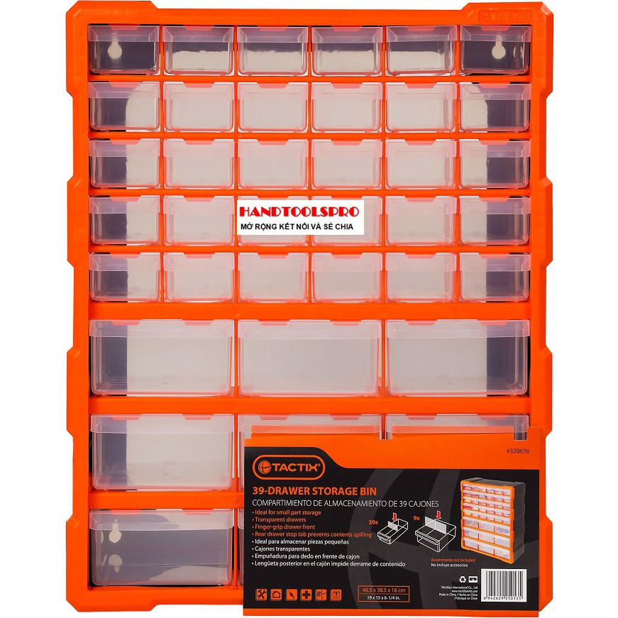 Tủ đựng linh kiện 39 ngăn TACTIX A039 47.5 x 38.5 x 16.2 cm (320636)