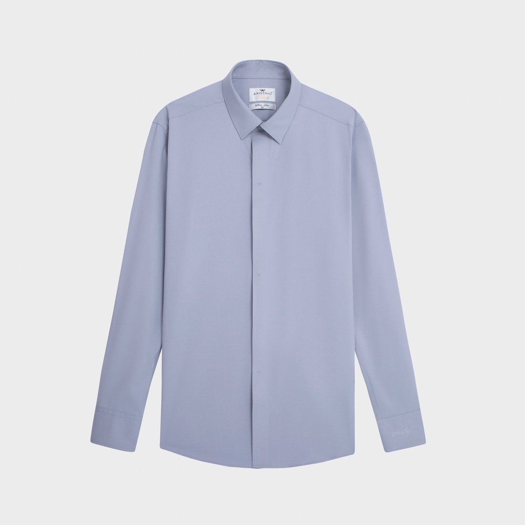 Áo sơ mi nam dài tay ARISTINO màu xám tinh tế, dệt từ sợi tre thiên nhiên thoáng mát, thoải mái ALS10402