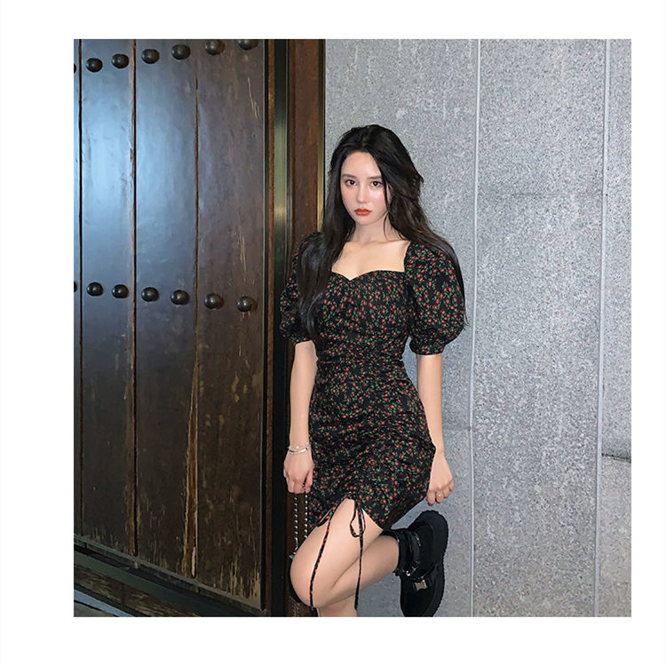 Đầm Hoa Cổ Vuông Tay Phồng Dây Rút Thời Trang Hè 2021 Cho Nữ | BigBuy360 - bigbuy360.vn