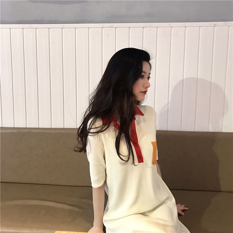 Đầm len suông ngắn tay phong cách Hàn Quốc trẻ trung dành cho nữ