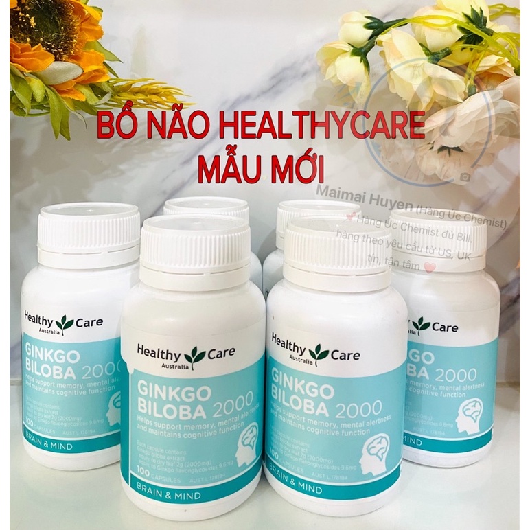 Viên Uống Bổ Não GinkGo Biloba 2000 Healthy care Úc 100 Viên