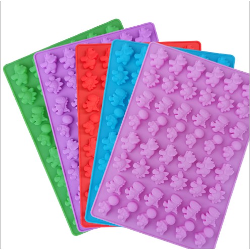 Khay Silicon Mềm Làm Đá / Sô Cô La 48 Lỗ Hình Khủng Long