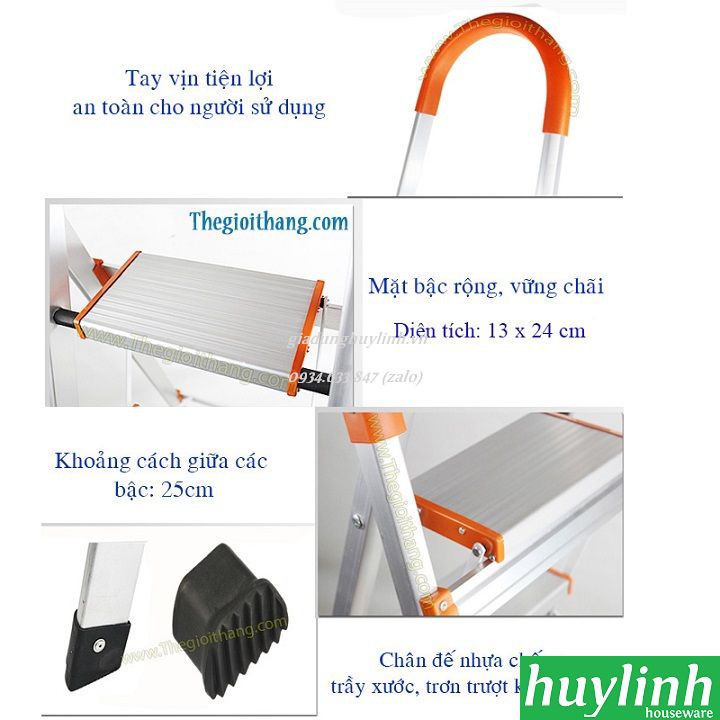 Thang ghế Inox Nikita IN05 - 5 bậc - 1.2 mét